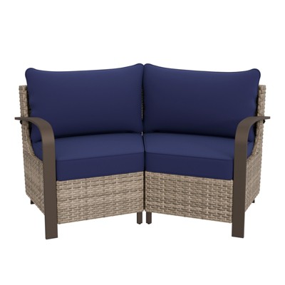EAGLE PEAK Coastal Vista Patio Outdoor Wicker Love Seat, Patio Conversation Set Wicker Rattan Sofa Chair Set