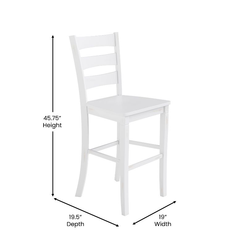 Emma and Oliver Set of 2 Classic Wood Dining Stool with Ladderback Design, 4 of 6