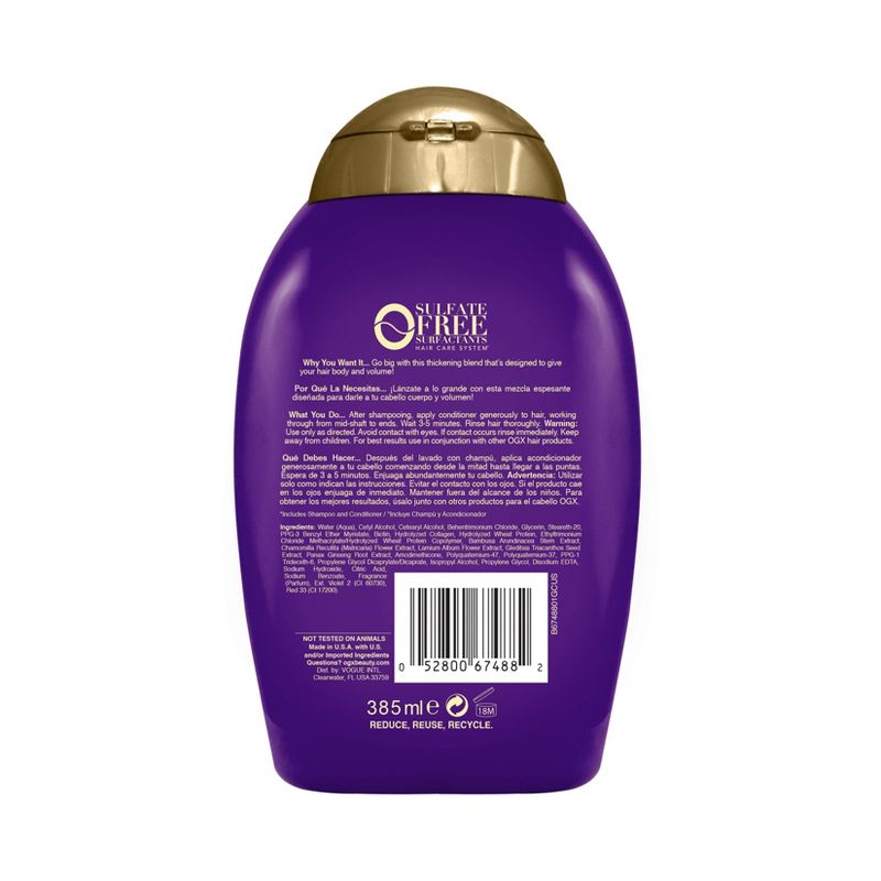 OGX Biotion &#38; Collagen Extra Strength Volumizing Conditioner for Fine Hair - 13 fl oz, 3 of 9