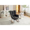 Vynxaria Gray Teddy Fabric Rocking Chair With Adjustable Footrest - 3 of 4