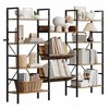 Industrial Bookcase,Triple Wide 4 Tiers Industrial Bookshelf with 11 Open Display Shelves,Open Record Player Shelves with Metal Frame for Living Room - 3 of 4