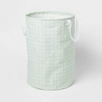 Scrunchable Round Laundry Hamper Green Stitch Grid - Brightroom™