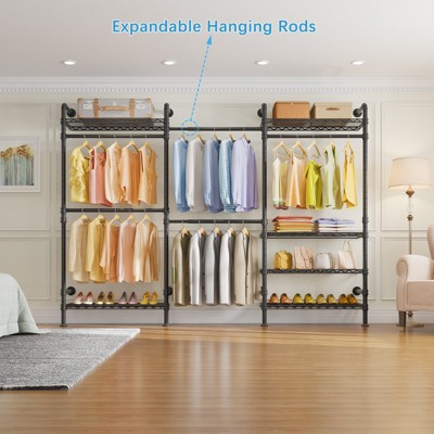 Black Industrial Pipe Wall-Mounted L-Shaped Closet System