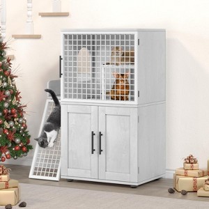 Modern 2 Tier Cat Litter Box Enclosure,Hidden Litter Box Furniture with Two Floors, Fits 22” x 17” Litter Box & Cat,Suitable for Living Room,Balcony - 1 of 4