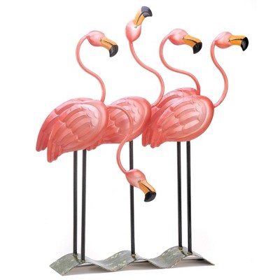 23.5" Metal Flock of Flamingos Décor Statue Coral Pink - Zingz & Thingz