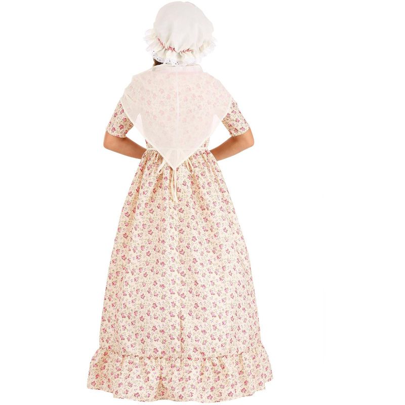HalloweenCostumes.com Small Girl Colonial Girl Kid's Costume, White/Pink/Pink, 2 of 4