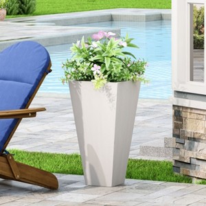 Okak 24.75"/28.5"/32.5" H*13"W Tapered Planter Pot with Drainage Tray Large Indoor/Outdoor Plant Pot for Trees & Floor Plants - 1 of 4