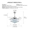 Ludomide 42" Retractable Crystal Ceiling Fans with Lights and Remote Modern Reverse Fandelier for Bedroom- Chrome - 3 of 4