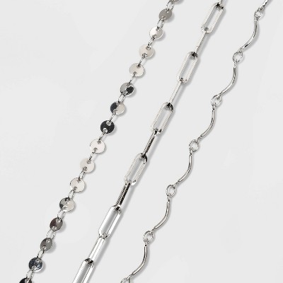 Rhodium Chain Anklet Set - Wild Fable™ Silver