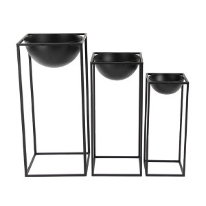 Set of 3 Modern Iron Rectangular Framed Bowl Plant Stands - Olivia & May: No Assembly, Indoor/Outdoor Use - 1 of 3