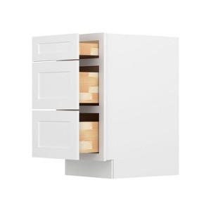 HOMLUX Easy-DIY 24 in D x 34.5 in H in Shaker White Ready to Assemble Drawer Base Kitchen Cabinet With 3-Drawers - 1 of 4