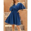 Women's Floral Dress Casual Short Sleeve Sundress Swing A Line Maxi Dresses - 3 of 4