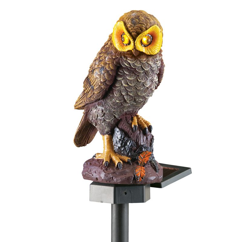 Collections Etc Hooting Brown Owl Solar Garden Stake Brown, 1 of 3