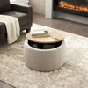 FONTOI 2 in 1 Round Storage Ottoman, Ottoman Foot Stools with Removable Lid, End table for Living Room Bedroom, Gray, 26"*16.8"*26" - 4 of 4