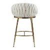 26'' Counter height bar stools velvet kitchen island counter bar stool with hand- wave back,golden chromed base and footrest (BEIGE) - 4 of 4