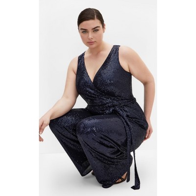 Women's Plus Size Dazzling Jumpsuit - navy | CITY CHIC
