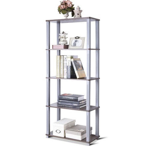 Costway 5-Tier Multi-Functional Storage Shelves Rack Display Bookcase Home Furni Walnut - image 1 of 4