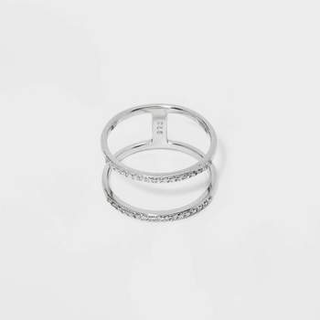Sterling Silver Pave Cubic Zirconia Double Row Band Ring - A New Day™ Silver