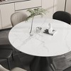 Versatile Dining Table with Marble-Pattern Stone Top & Steel Base - 3 of 4