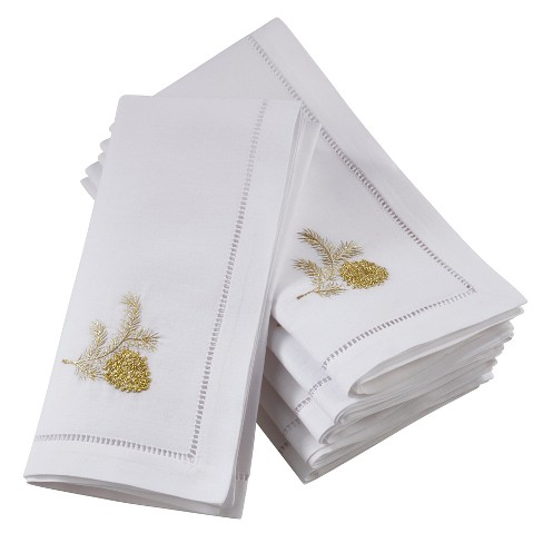 Hemstitched Dinner Napkins White (set Of 4) : Target