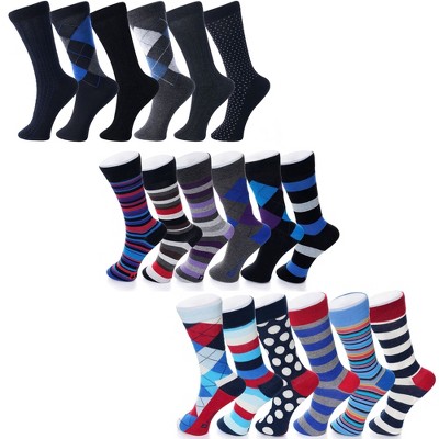 Alpine Swiss Mens Cotton 18 Pack Dress Socks Solid Ribbed Argyle Shoe ...