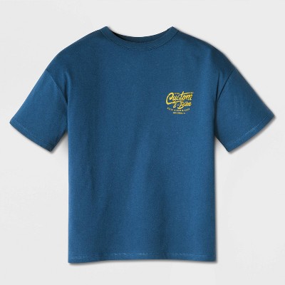 Детские футболки Cat & Jack Boys' Short Sleeve 100% Cotton E-Bike Oversized Graphic T-Shirt - Cat & Jack™ Dark Blue M — фото 2