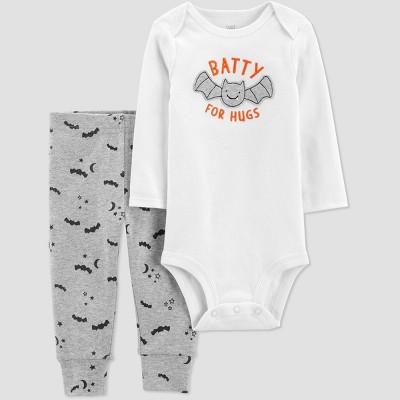Carter's Just One You® Baby Boys' 'Batty For Hugs' Top and Bottom Set - White/Gray 6M
