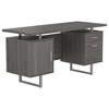 NicBex Home Office Desk 60" L Morden Writing Desk with 2 Drawers, Cabinet, Wooden Desktop and Metal Legs for Office, Study, Living Room - 2 of 4