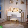 3-in-1 Small Vanity Desk with Flip Top Mirror & LED Lights Makeup Vanity Table Set with 5 Drawers - 2 of 4