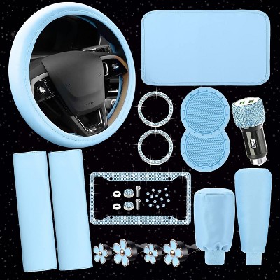 TruAIR 15PCS Bling Car Accessories Set Ð Steering Cover & Interior Decor
