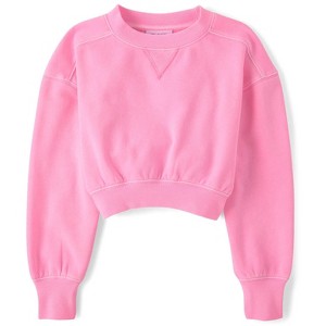 The Children's Place Girls Active Long Sleeve Garment Dyed Premium Fleece Sweatshirt - 1 of 3