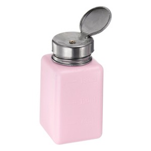 Unique Bargains Plastic Makeup Remover Nail Polish Push Down Alcohol Dispenser Bottles 6oz Pink - 1 of 4