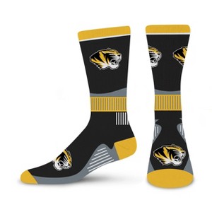 NCAA Missouri Tigers Large Crew Socks: Cushioned Heel & Toe, Knit Midweight Fabric - 1 of 3