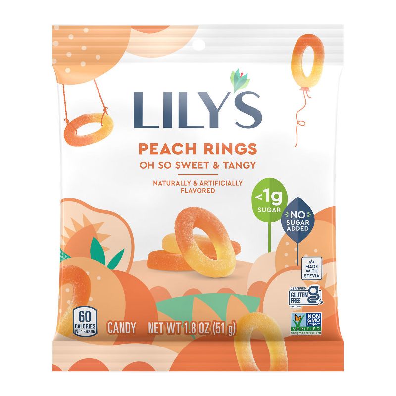 Lily&#39;s No Sugar Added Peach Ring Gummy Candy - 1.8oz, 1 of 4