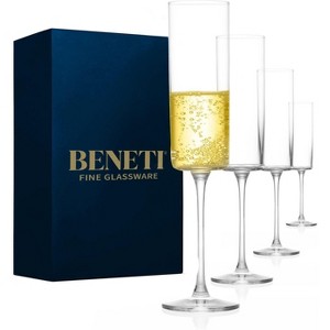 BENETI Square Champagne Glass Set of 4, 6 oz, Gift Ready, Dishwasher-Safe - 1 of 4