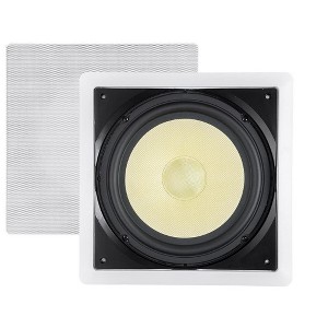 Monoprice Fiber In-Wall Speaker - 10 Inch (Each) 300W Subwoofer, Easy Installation And Paintable Grill - Caliber Series - 1 of 4