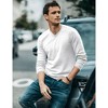 COOFANDY Men Casual V Neck Sweater Ribbed Knit Slim Fit Long Sleeve Pullover Top White - 3 of 4