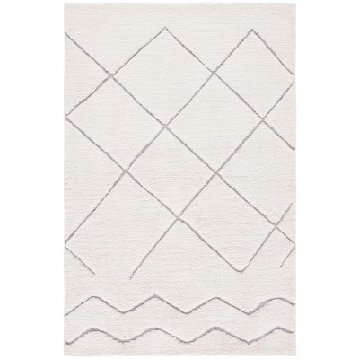 Ivory and Gray Hand-Knotted Wool Area Rug
