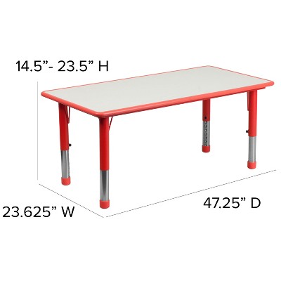 Red Adjustable Height Kids Activity Table Set with Laminate Top