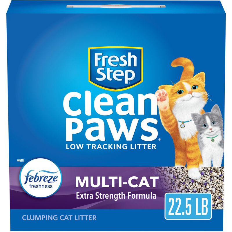 Fresh Step Clean Paws Multi-Cat with the Power of Febreze Scented Clumping Cat Litter - 22.5lbs, 1 of 16