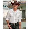 Men's Cowboy Shirt Western Floral Embroidered Casual Button Down Long Sleeve Shirts with Pockets - 4 of 4