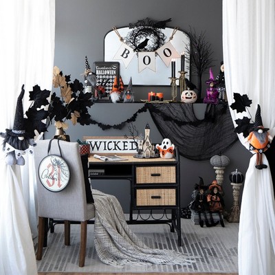 Whisen Fabric Gnome Decor, Halloween Decoration - Black & White