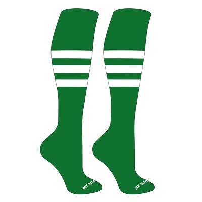 MK Socks Striped OTC Baseball, Softball, Football Socks (A) Kelly Green, White