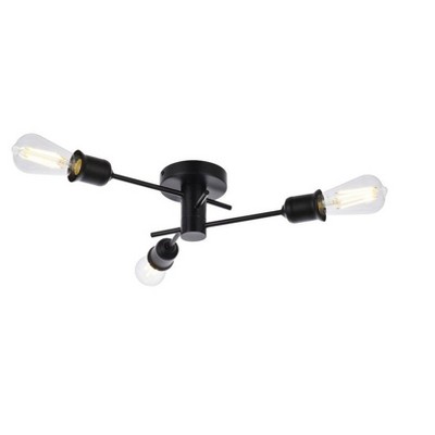 Xavier 3-Light Adjustable Black Metal Flush Mount for Indoor/Outdoor