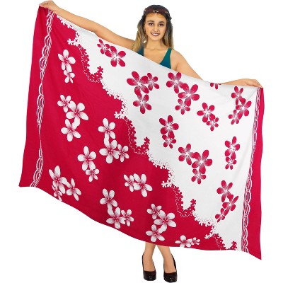 LA LEELA Women's Sarong Swimwear Wrap Cover up Wraps One Size White Leaves