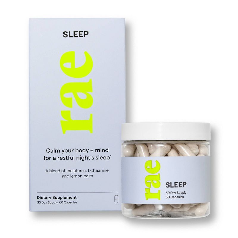 Rae Sleep Dietary Supplement Vegan Capsules with Melatonin - 60ct, 1 of 12
