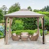 10X10 FT Outdoor Softtop Metal Gazebo,Tent With Double Roof Canopy And Mosquito Net,Galvanized Steel Large Patio Gazebo-Coolbibila - 3 of 4