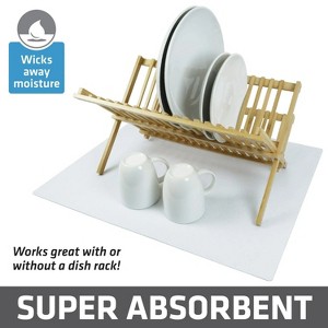 LunaLulinlk Dish Drying Mat, Oversized 19x24 in. Super Absorbent, Quick Dry Fabric, Waterproof & Slip-Resistant White - 1 of 4