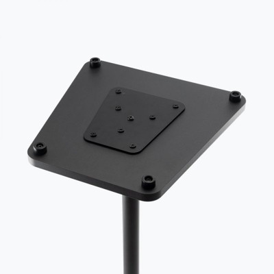 Adjustable Black Steel and Wood Studio Monitor Stands, Pair