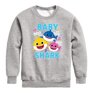 Boys' - Baby Shark - Baby Shark Family Doo Doo Doo Graphic Long Sleeve Fleece Sweatshirt - 1 of 4
